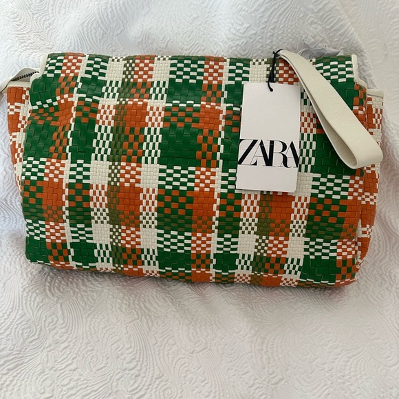 Zara Green and Orange Plaid Tote - Picture 1 of 10